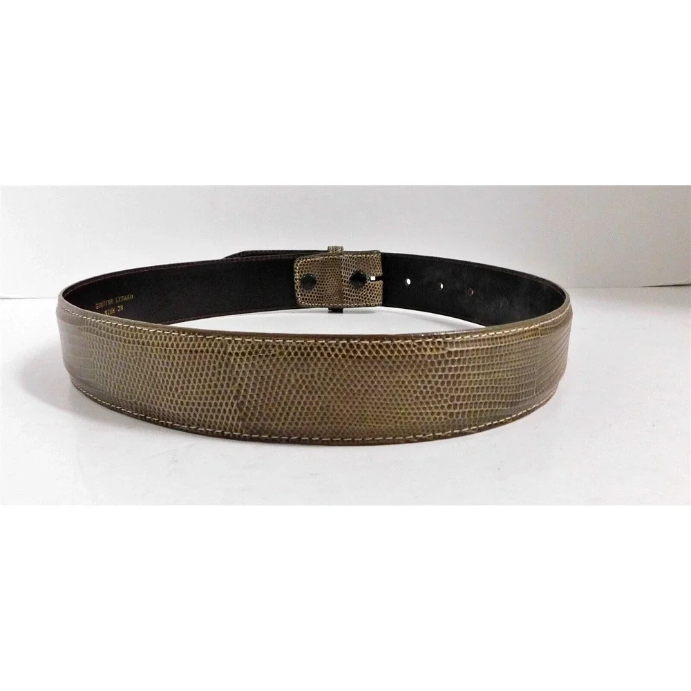 New Genuine‎ Khaki Brown Reptile Belt No Buckle sz 28